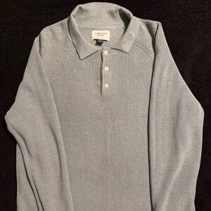 American Eagle Outfitters Light Gray Knit Polo